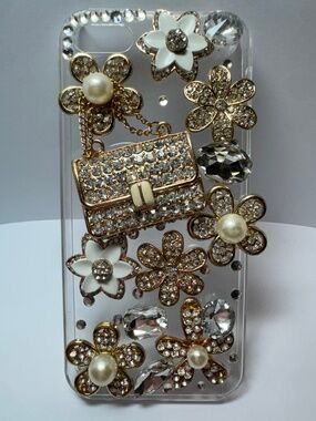iPhone SE 2016/5/5s Coquette Rhinestone Purse Flower Luxury Bling Case